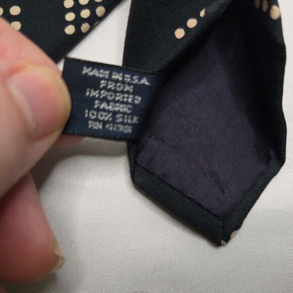 Polo Ralph Lauren Black Geometric Shape Silk Tie 4"x57" Made in USA - Picture 6 of 8